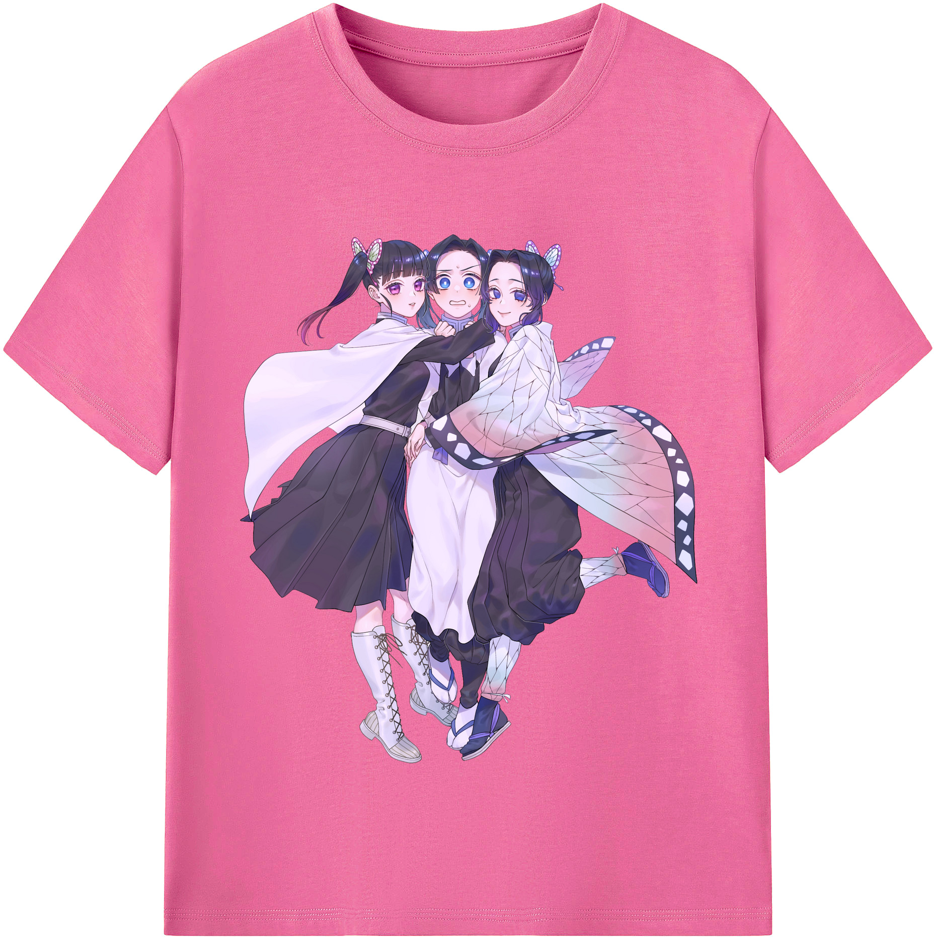（画像用） 鬼滅の刃（きめつのやいば）蟲柱-胡蝶 しのぶ／こちょう しのぶ Kochou Shinobu レディースカジュアルプリントTシャツ（綿100％）